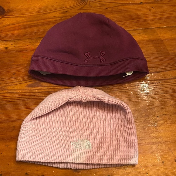 Accessories - Under Armour and The North Face Beanie Set - Purple and Pink